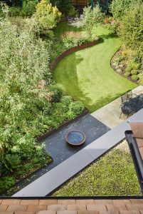 Bold curves from above in Garden design North London